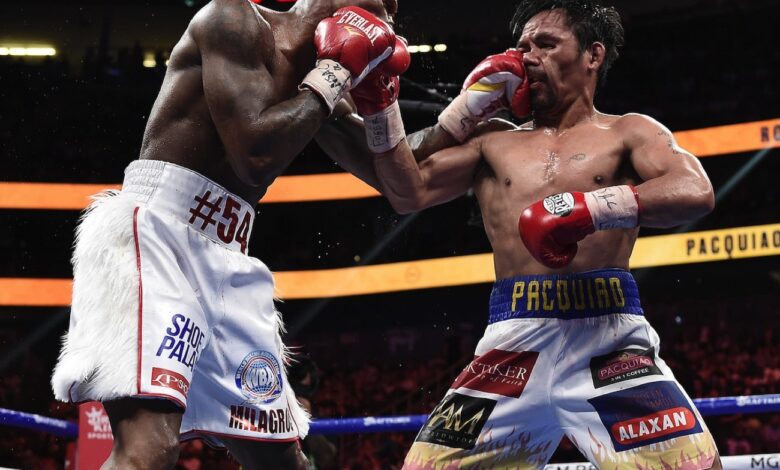 Amir Khan Condemns Manny Pacquiao's 'Risky' World Title Pursuit Against Mario Barrios, Disputes Barrios' Merit, And Selfishly Inserts Himself Into Comeback Plans 1 FSPPV PacquaioUgas 0821210153 Boxing Photos